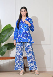 Azure Bloom Linen Co-ord Set