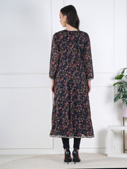 Zehra Black Floral Embroidered Georgette Kurta
