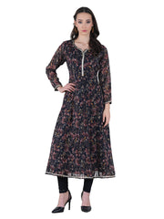 Zehra Black Floral Embroidered Georgette Kurta
