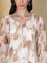 Aaira White and Gold Printed Georgette Kurta