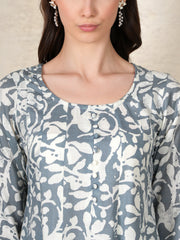 Aira Misty Grey Printed Kurta