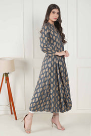 Sitara Grey Foil Printed Asymmetric Kurta