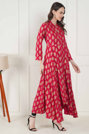 Sitara Pink Foil Printed Asymmetric Kurta