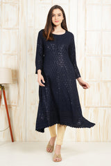 Blue Kurta With Embroidery