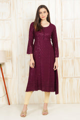 Purple Kurta With Embroidery