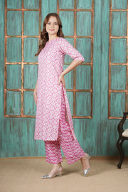 Rosy Mirage Handblock Cotton Suit Set