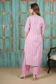 Rosy Mirage Handblock Cotton Suit Set