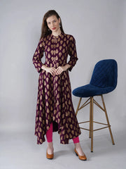 Sitara Purple Foil Printed Asymmetric Kurta