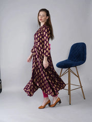 Sitara Purple Foil Printed Asymmetric Kurta