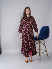 Sitara Purple Foil Printed Asymmetric Kurta