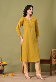 Mustard Mirage Cotton Kurta