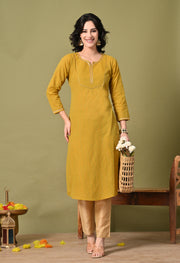 Mustard Mirage Cotton Kurta