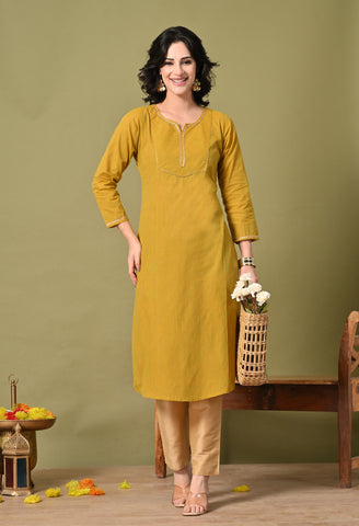 Mustard Mirage Cotton Kurta