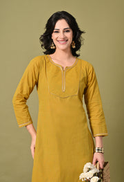 Mustard Mirage Cotton Kurta