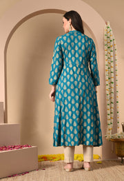 Sitara Rama Foil Printed Asymmetric Kurta