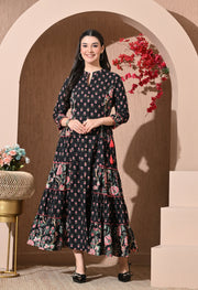 Noir Floral Premium Cotton Kurta