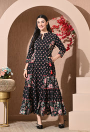 Noir Floral Premium Cotton Kurta