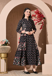 Noir Floral Premium Cotton Kurta