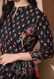 Noir Floral Premium Cotton Kurta