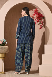 Indigo Forest Cotton Farshi Set