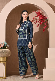 Indigo Forest Cotton Farshi Set