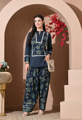 Indigo Forest Cotton Farshi Set