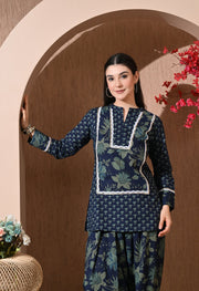 Indigo Forest Cotton Farshi Set