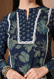 Indigo Forest Cotton Farshi Set