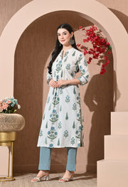 Teal Bloom Premium Cotton Suit Set