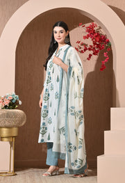 Teal Bloom Premium Cotton Suit Set