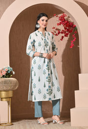 Teal Bloom Premium Cotton Suit Set