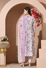 Lavender Meadow Cotton Anarkali Suit Set