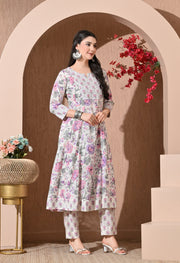 Lavender Meadow Cotton Anarkali Suit Set