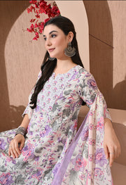Lavender Meadow Cotton Anarkali Suit Set