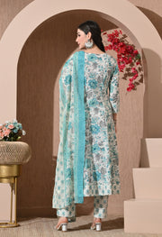 Turquoise Breeze Premium Cotton Anarkali Set