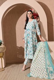 Turquoise Breeze Premium Cotton Anarkali Set