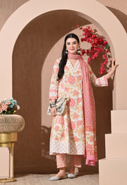 Summer Blossom Cotton Anarkali Suit Set