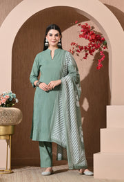 Ethereal Sage Premium Cotton Suit Set