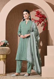 Ethereal Sage Premium Cotton Suit Set