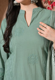 Ethereal Sage Premium Cotton Suit Set