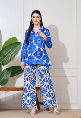 Azure Bloom Linen Co-ord Set