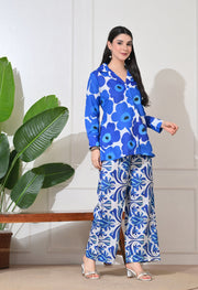 Azure Bloom Linen Co-ord Set
