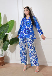 Azure Bloom Linen Co-ord Set