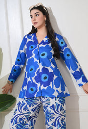 Azure Bloom Linen Co-ord Set