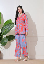 Coral Blossom Linen Co-ord Set