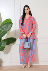 Coral Blossom Linen Co-ord Set