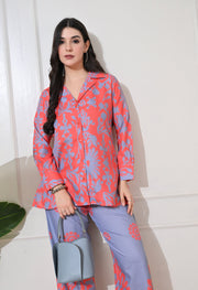 Coral Blossom Linen Co-ord Set