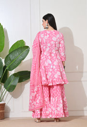 Pink Petal Premium Cotton Sharara Suit