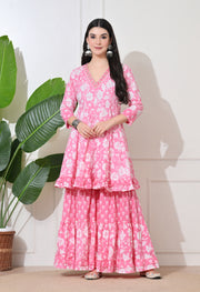 Pink Petal Premium Cotton Sharara Suit