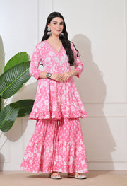 Pink Petal Premium Cotton Sharara Suit